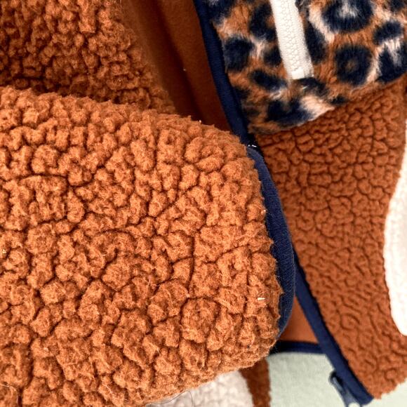 Cat & Jack Sherpa Zip Up Jacket - Animal Print, Rust - XS 4/5 - Picture 4 of 7